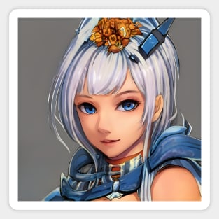 anime girl white hair cosplay Magnet
